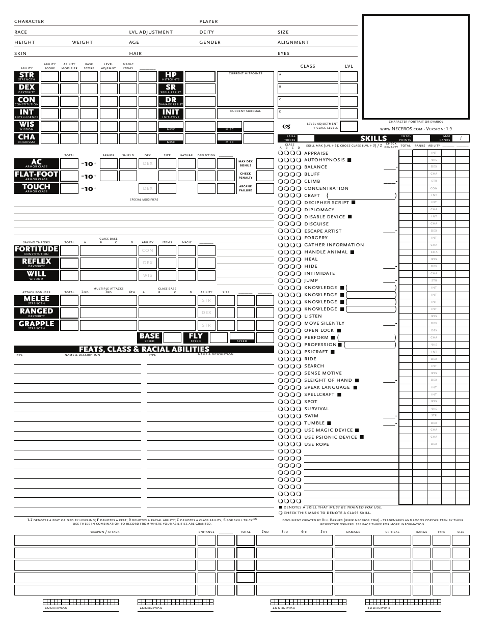 D d 3 5e Character Sheet Download Printable PDF Templateroller