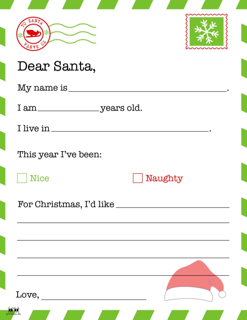 dear santa letter printable