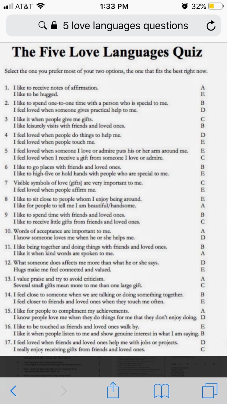 5 love languages quiz printable