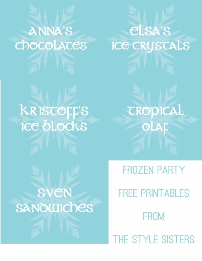 Disney s Frozen Party Games And Food Labels Karins Kottage