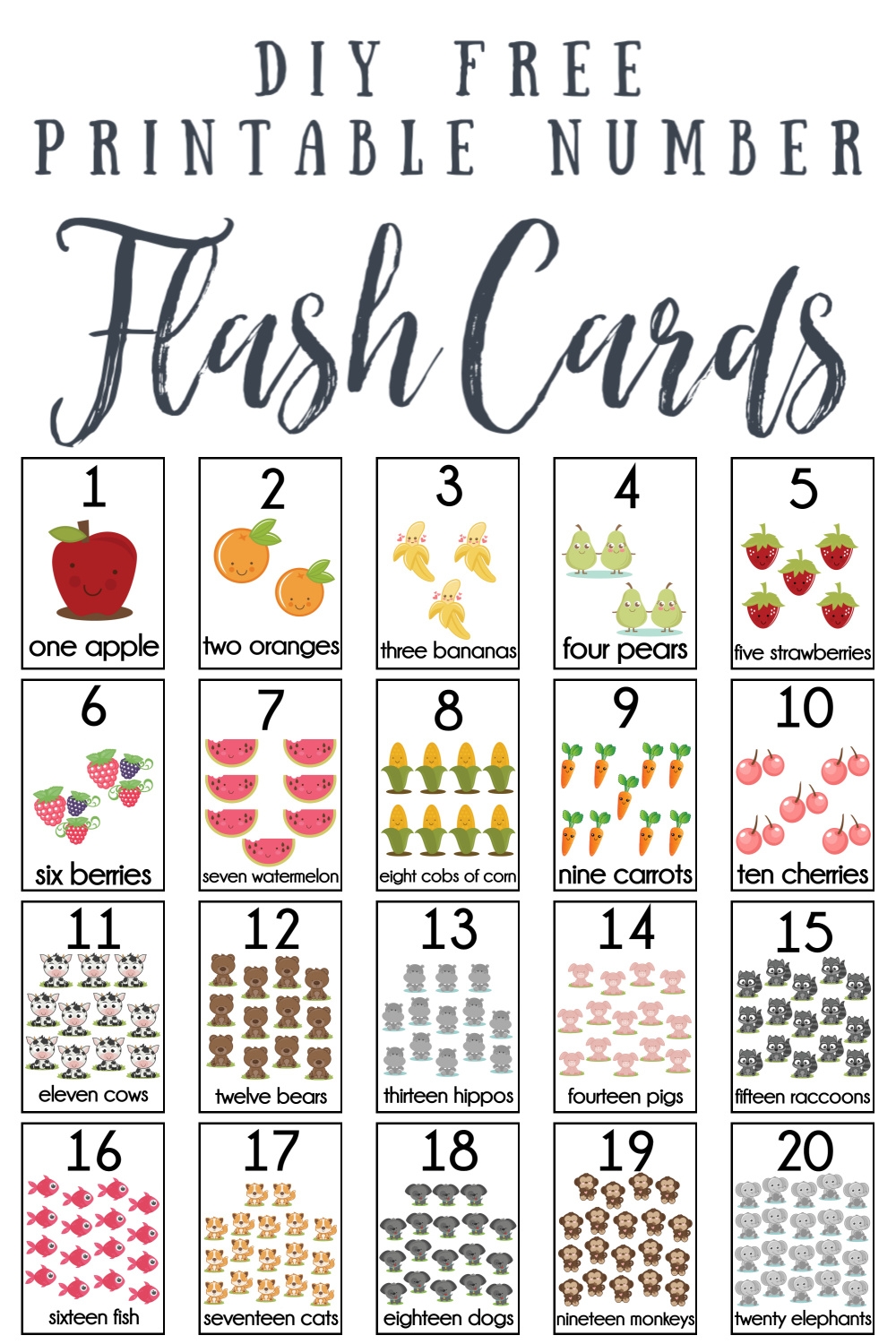 DIY Number Flash Cards FREE Printable Extreme Couponing Mom