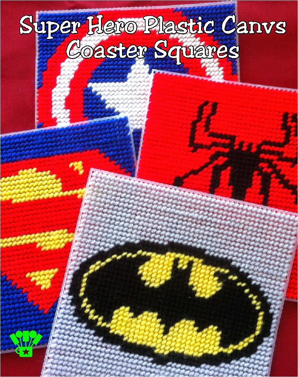 DIY Party Mom Super Hero Coaster Plastic Canvas Pattern