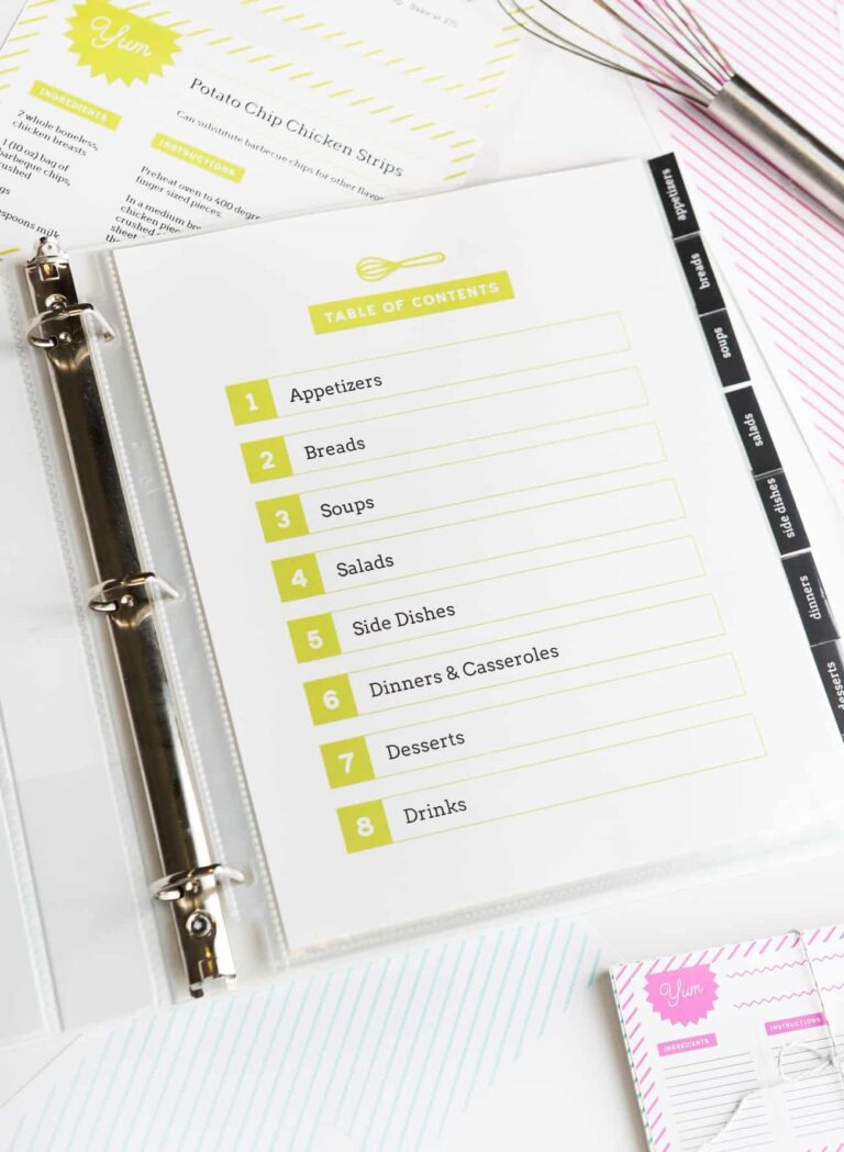 DIY Recipe Book with Free Printable Recipe Binder Kit 