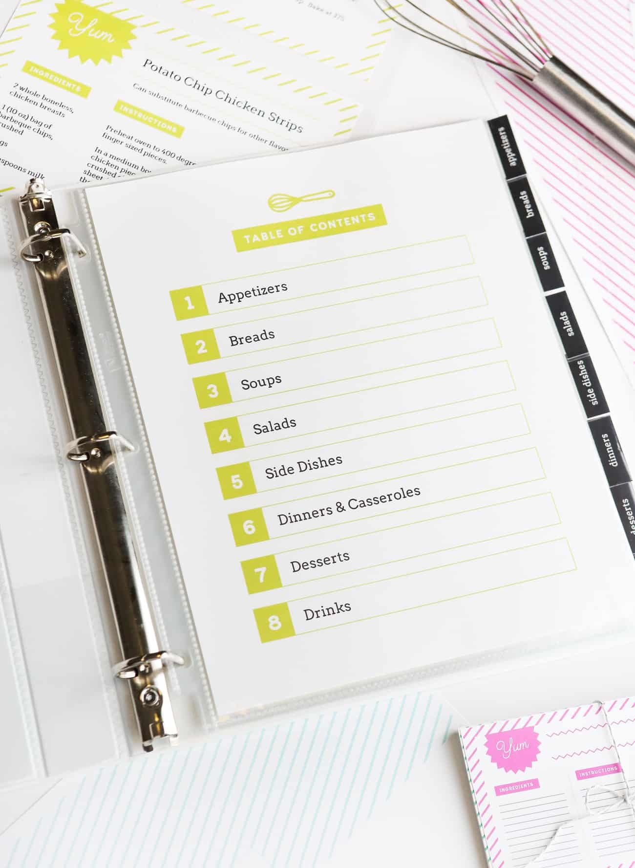 DIY Recipe Book with Free Printable Recipe Binder Kit 