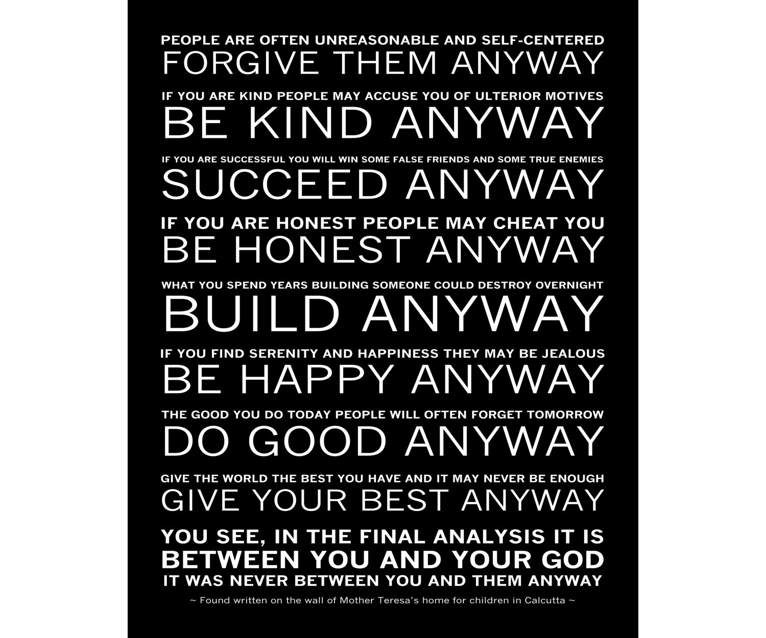 Do It Anyway Poem Mother Teresa Instant Download Printable File Etsy