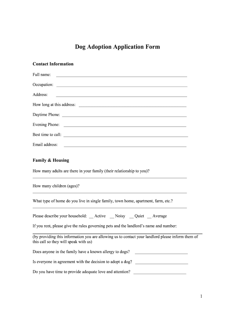 Dog Foster Application Template Fill Online Printable Fillable Blank PdfFiller Dog Foster Application Template Fill Online Printable Fillable Blank PdfFiller