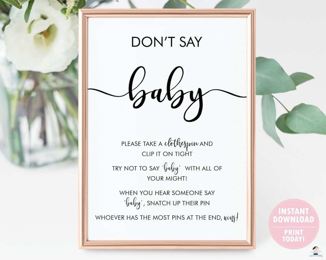 Don t Say Baby Game Don t Say Baby Printable Don t Say Baby Baby Shower Game INSTANT DOWNLOAD Minimalist Modern Hand Lettering MN1 Etsy