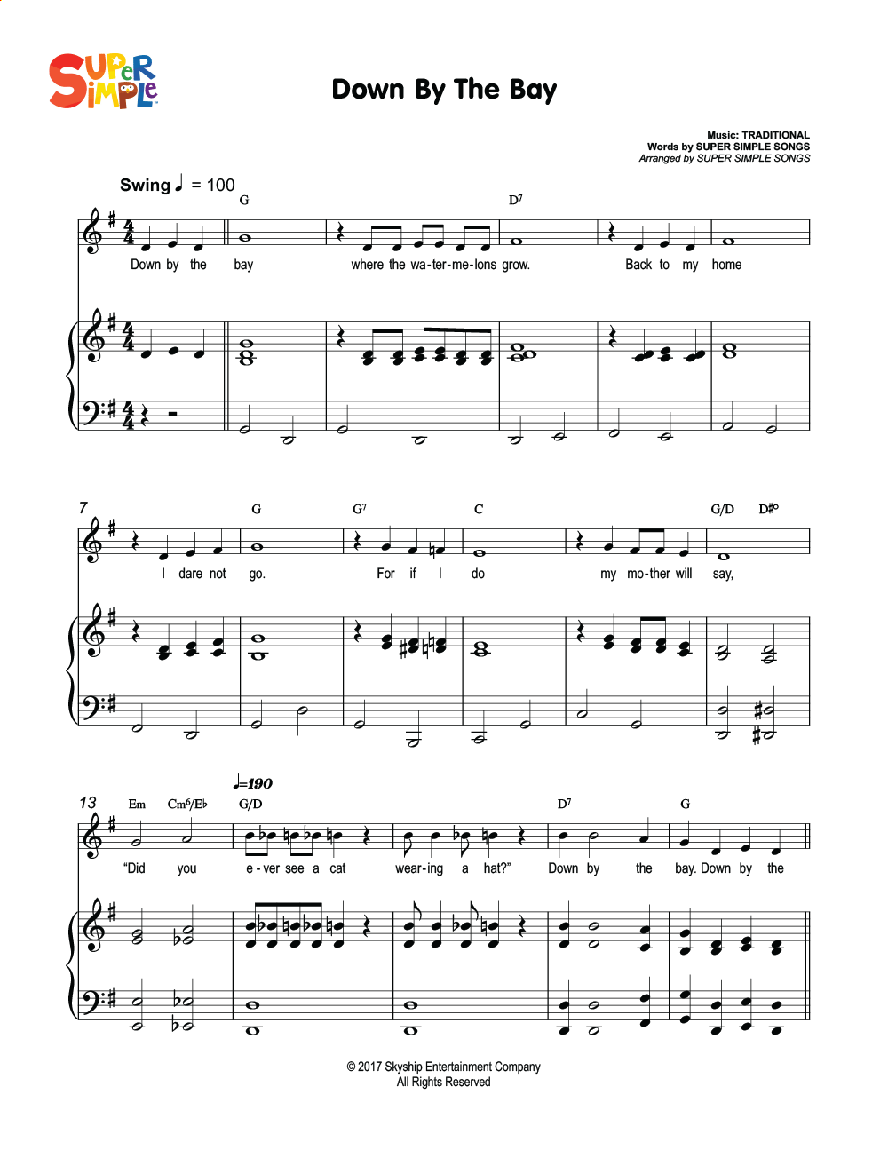 Down By The Bay Sheet Music Super Simple