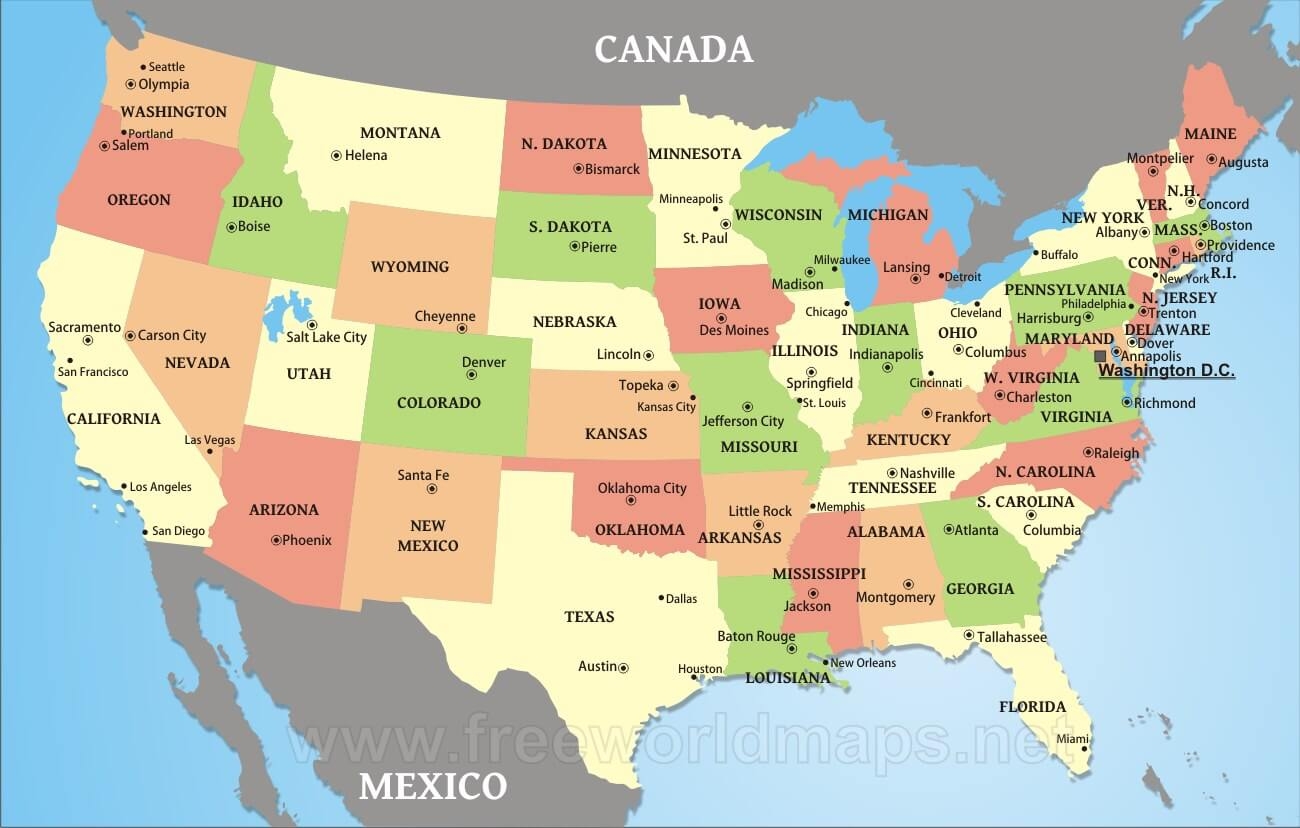 printable map of the united states