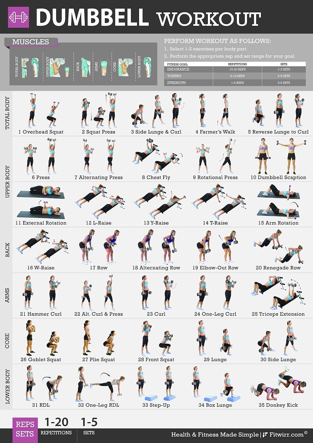 Dumbbell Exercises Chart Top