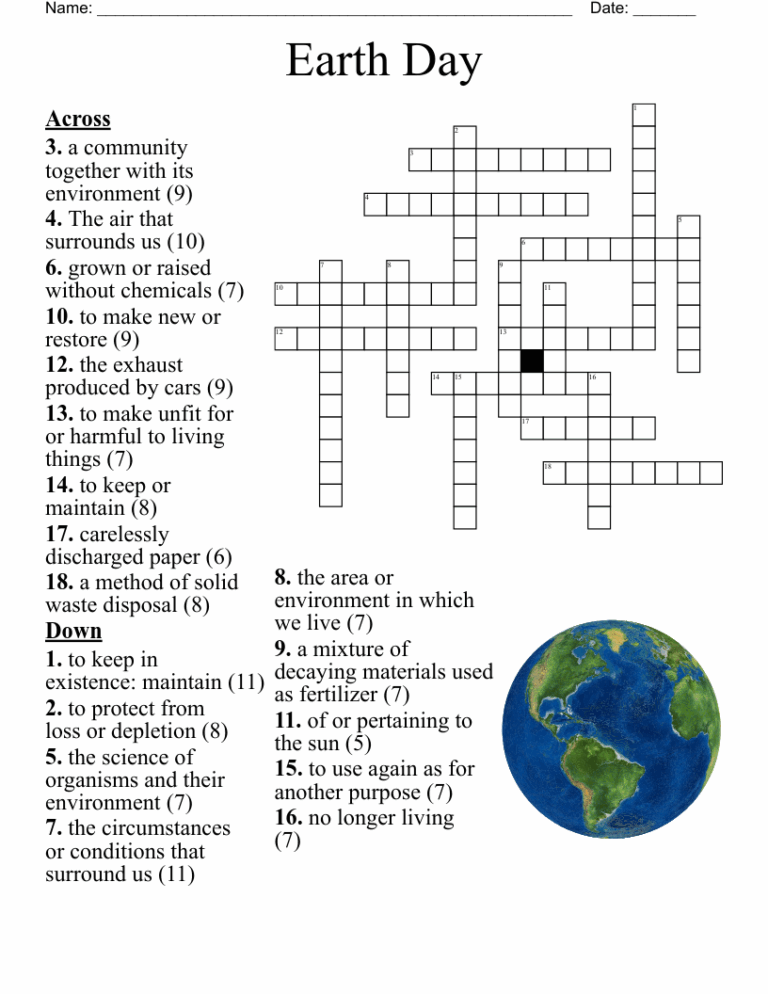 Earth Day Crossword WordMint