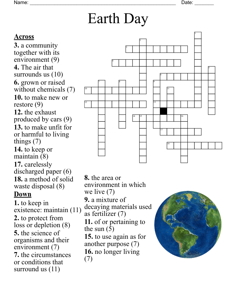 Earth Day Crossword WordMint