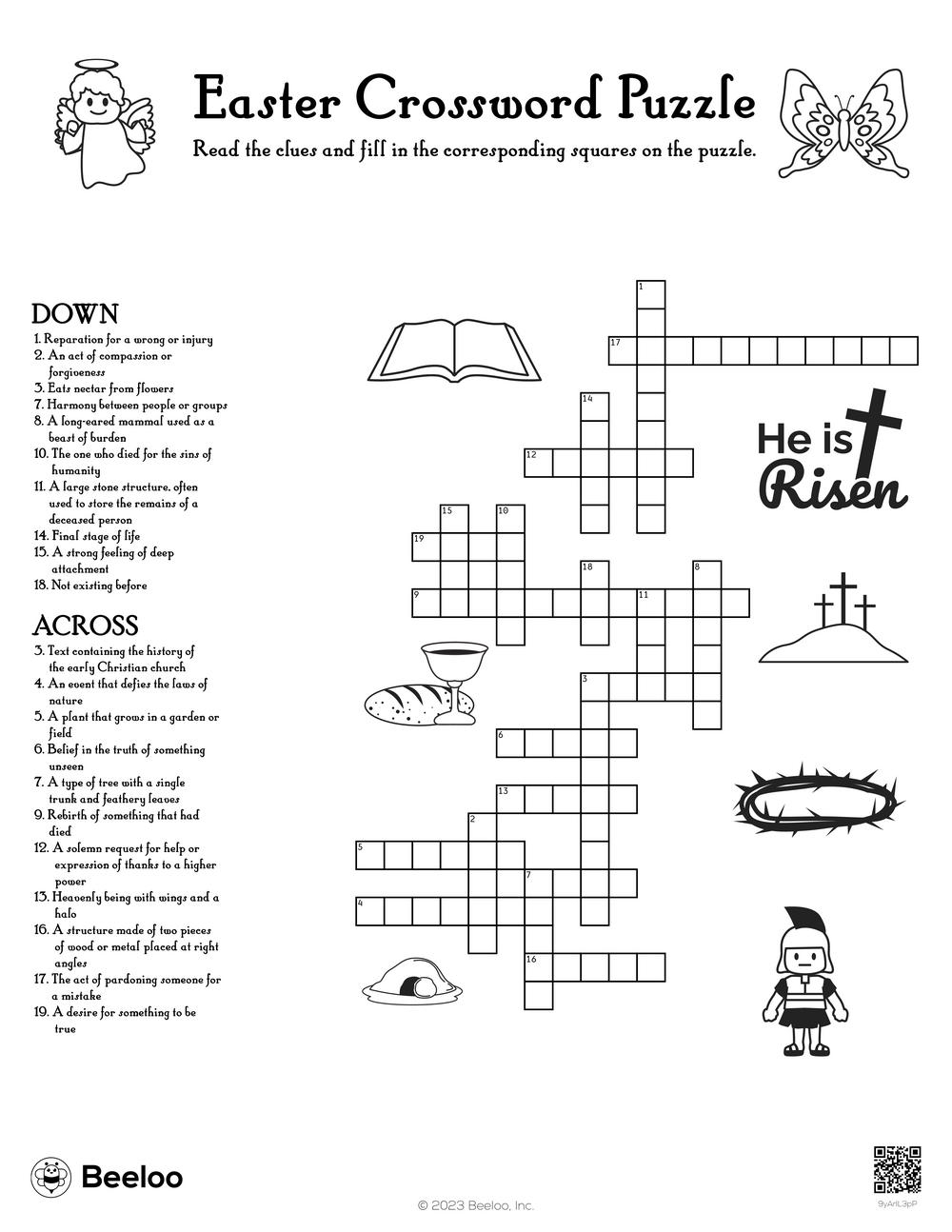 Easter Crossword Puzzle Beeloo Printable Crafts And Activities For Kids