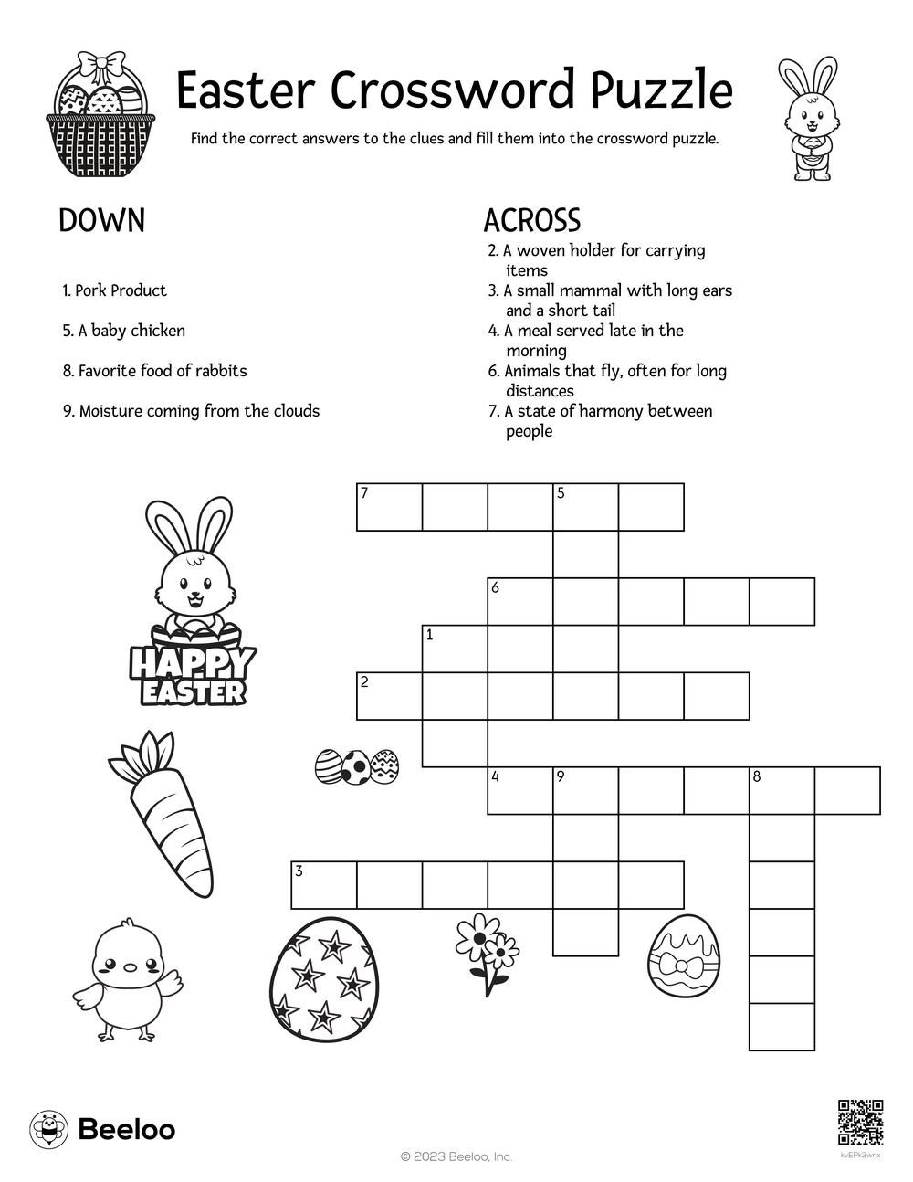 easter crossword puzzle printable
