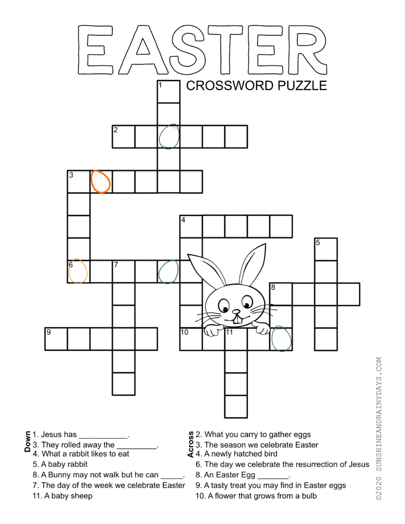 Easter Crossword Puzzle Sunshine And Rainy Days Easter Crossword Puzzle Sunshine And Rainy Days