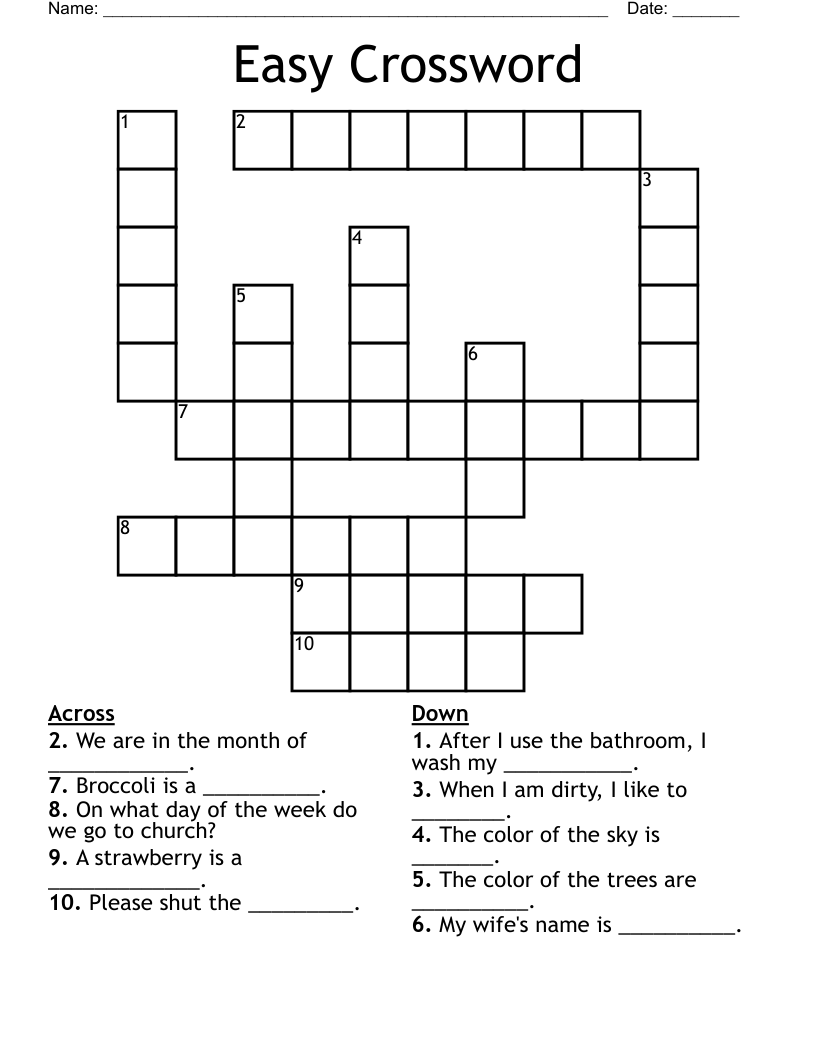 easy printable crosswords