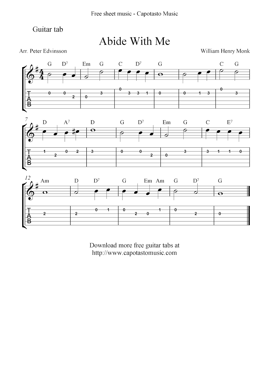 printable guitar sheet music