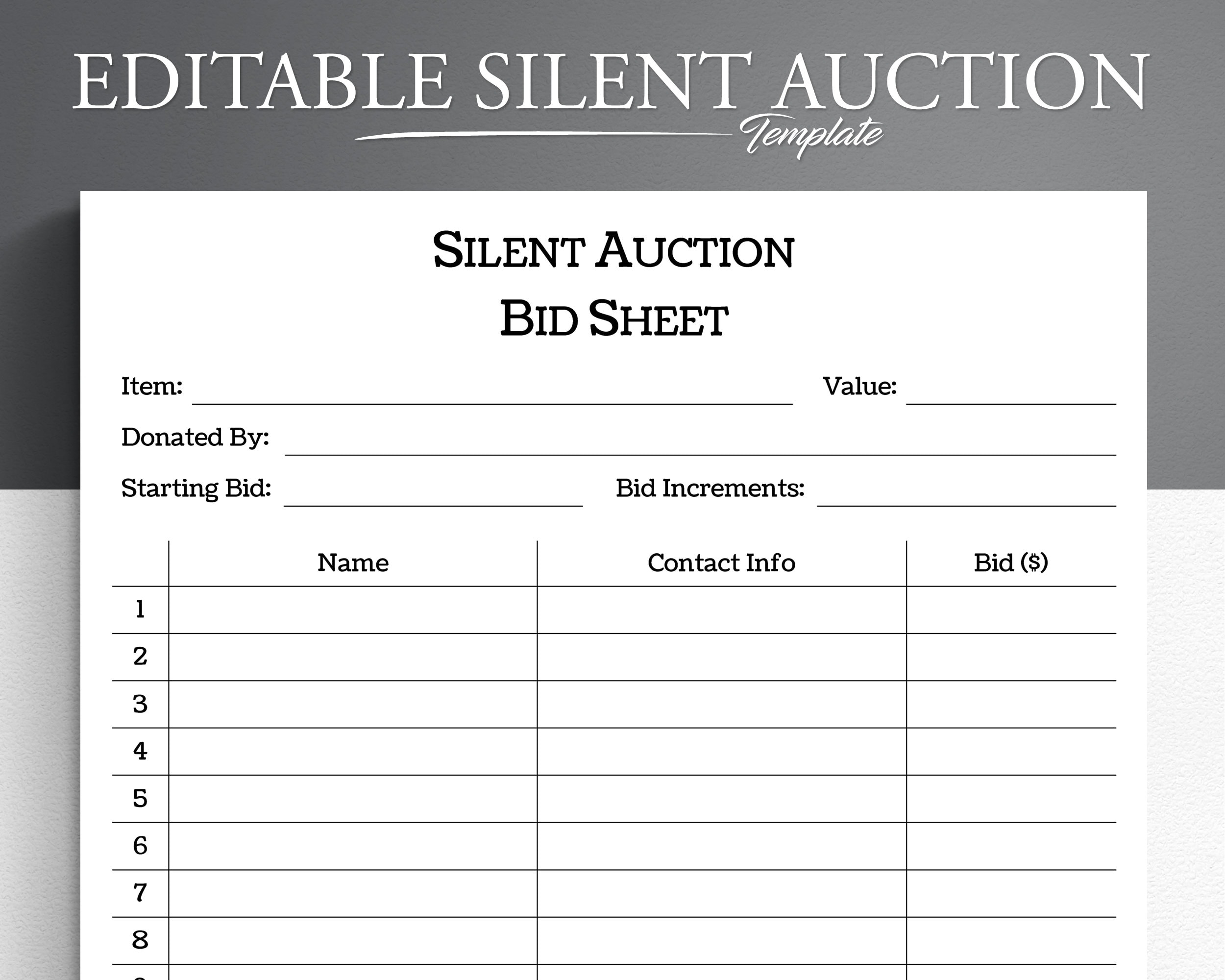 printable silent auction bid sheets pdf