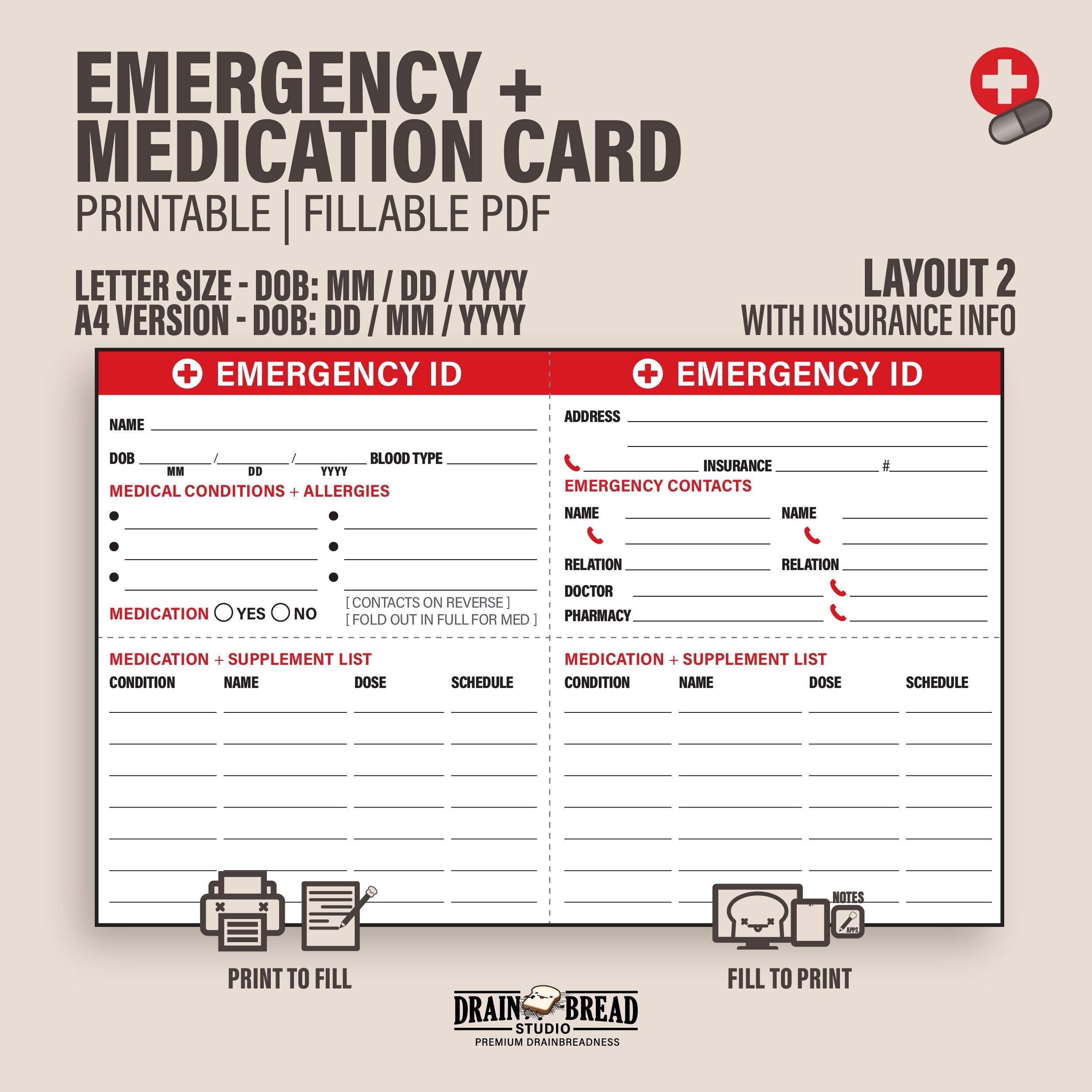 Emergency ID Wallet Card Customisable Medical Info Personal Details Emergency Contacts Printable Instant Download Etsy Emergency ID Wallet Card Customisable Medical Info Personal Details Emergency Contacts Printable Instant Download Etsy