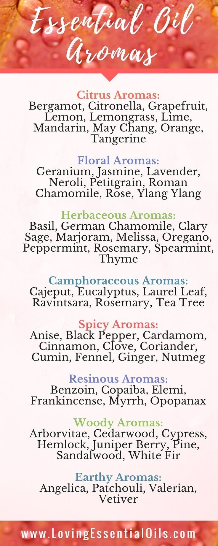 Essential Oil Aromas Free Printable Cheat Sheet