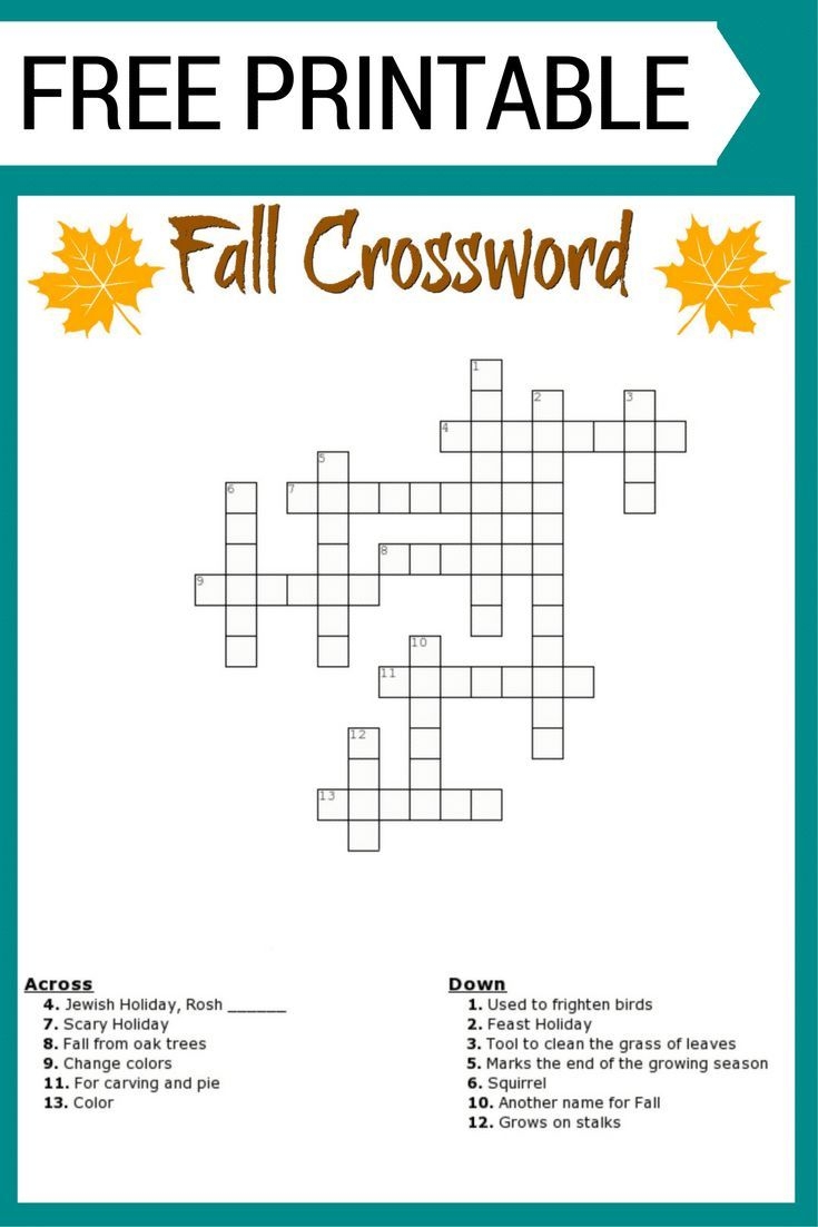 free printable crossword puzzles for kids