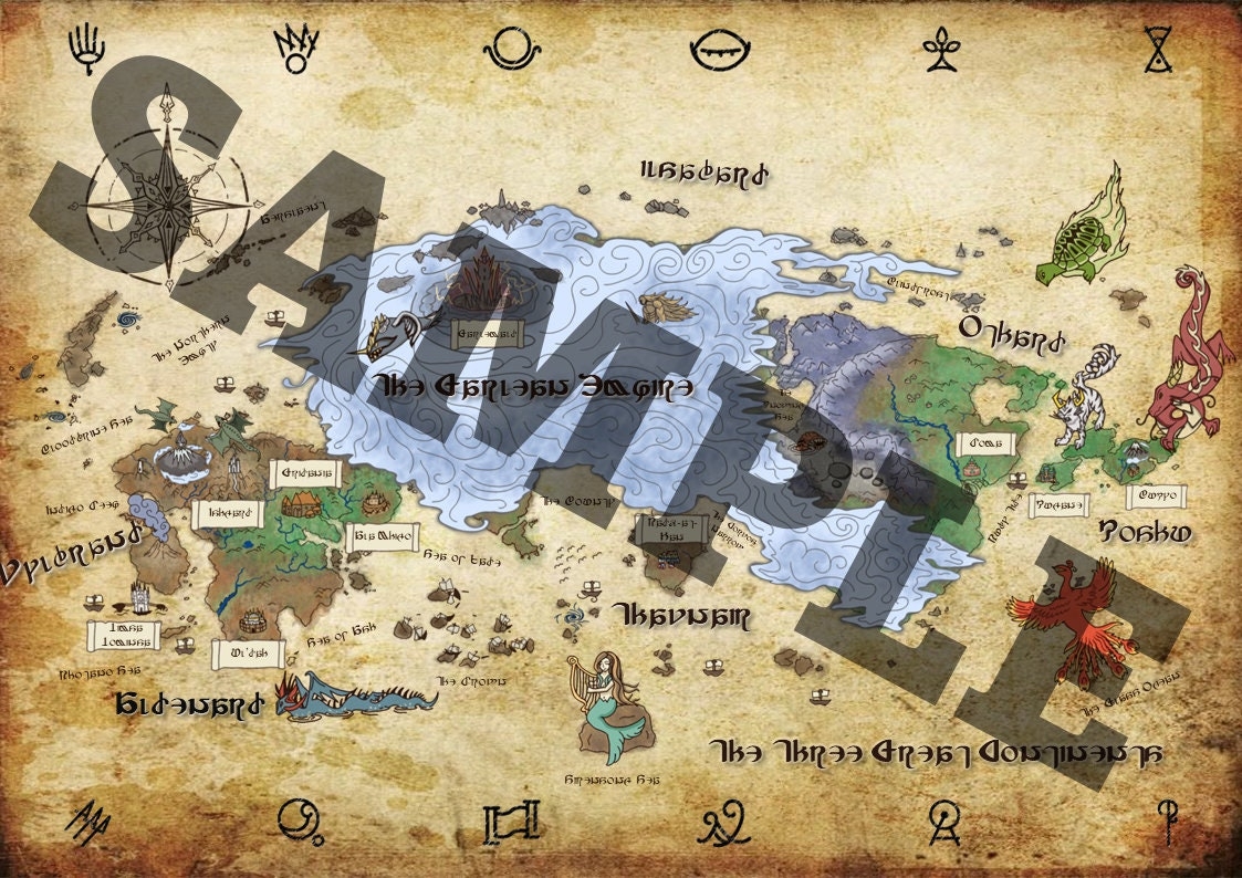 FFXIV Three Great Continents Map W Frame Etsy