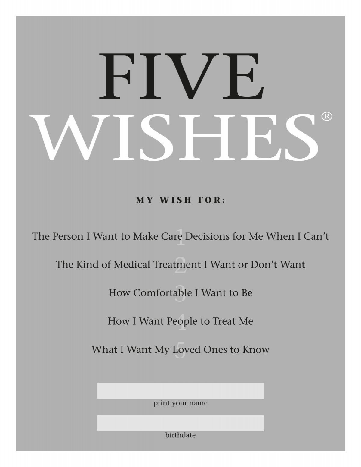 Five Wishes English Ochsner Academics