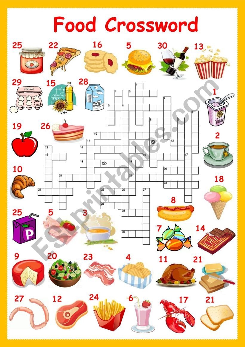 Food Crossword ESL Worksheet By Solnechnaya