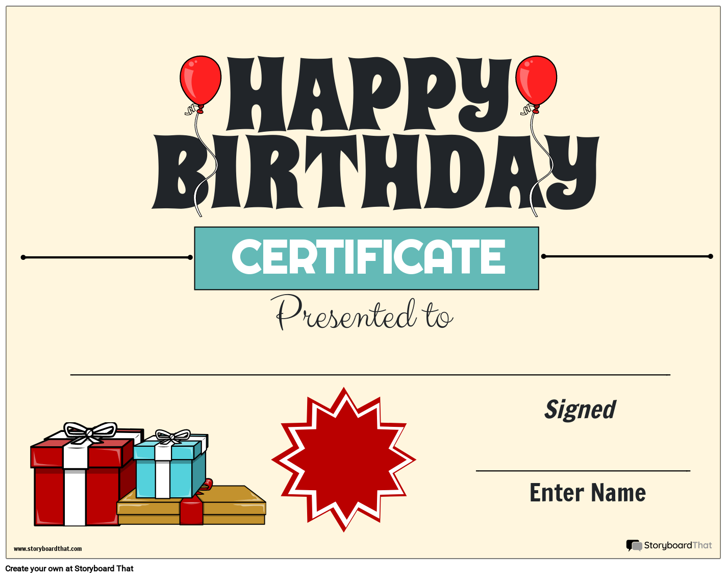 Free Birthday Certificate Templates Storyboard That