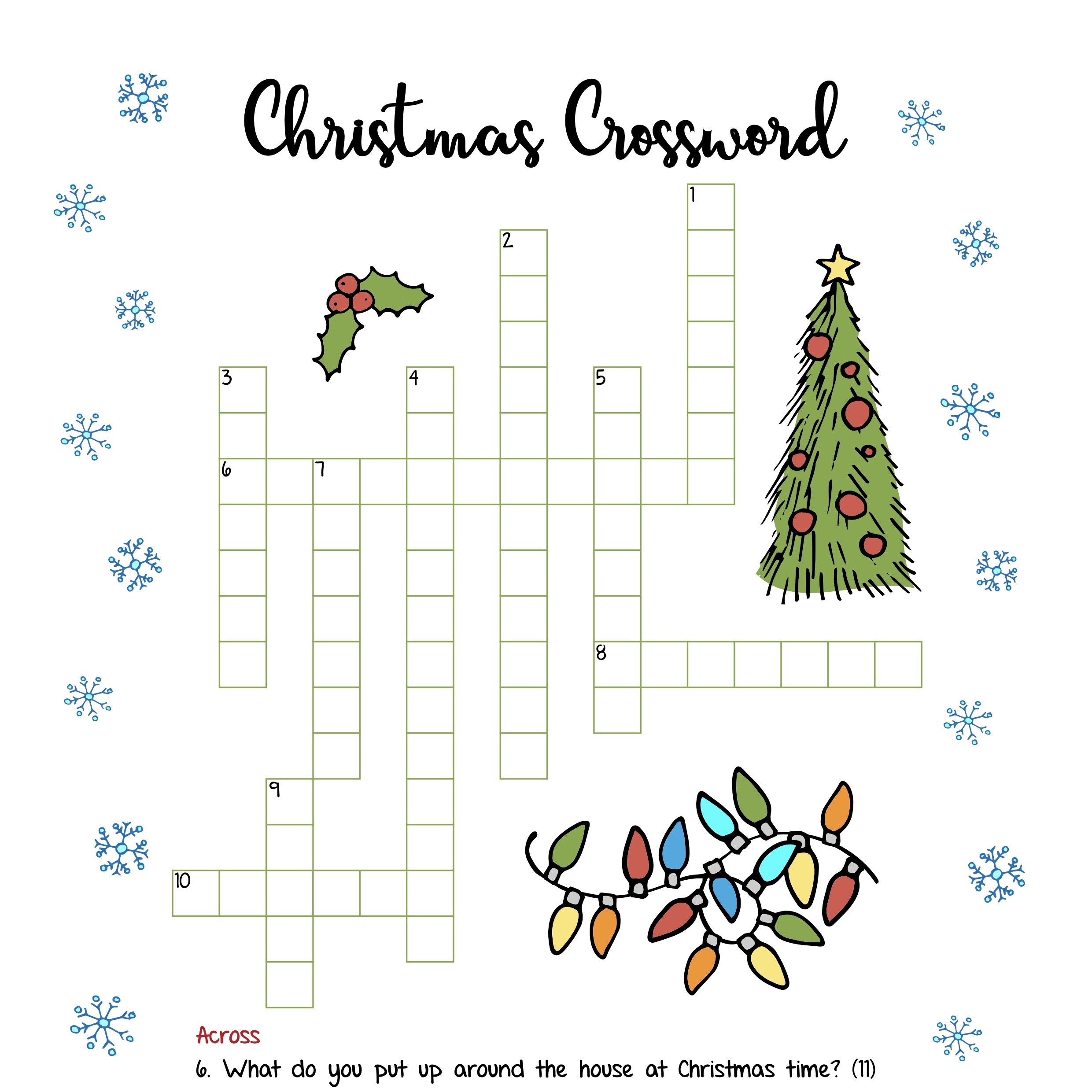 christmas crossword puzzles printable