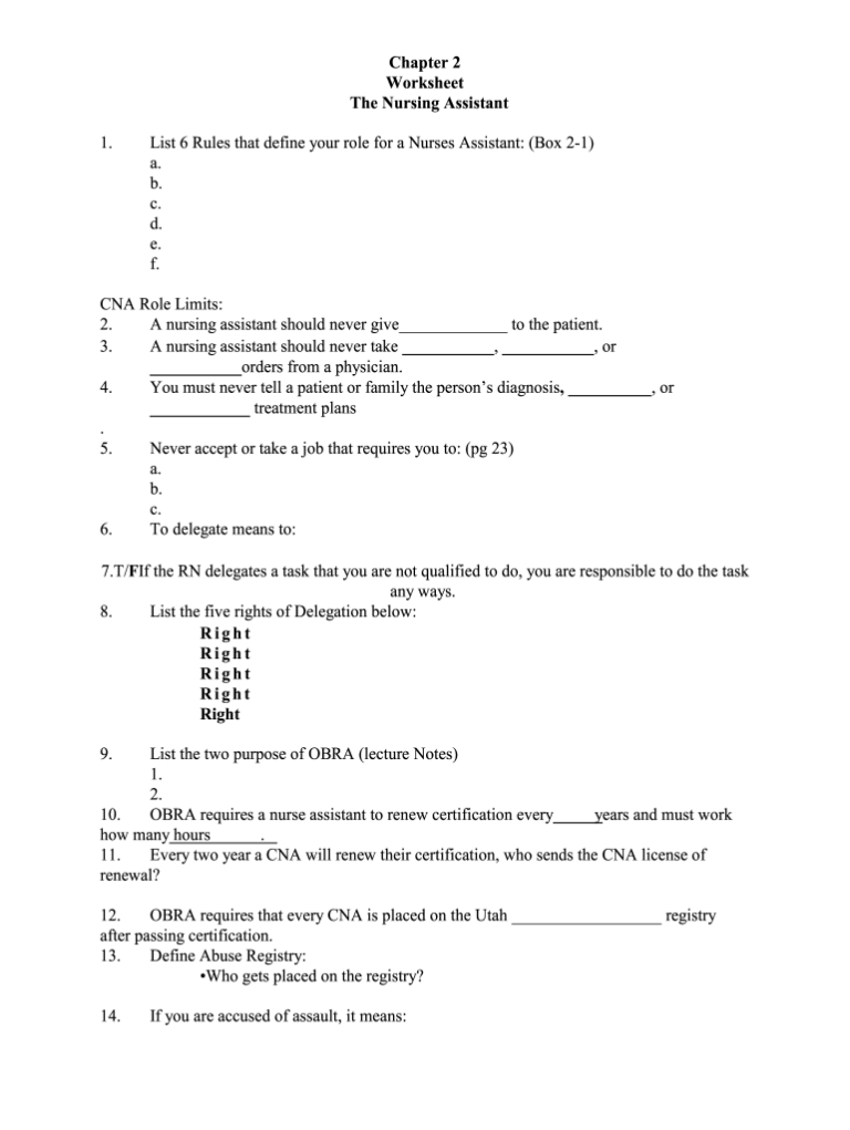 Free Cna Practice Test With Answers Pdf Fill Out Sign Online DocHub