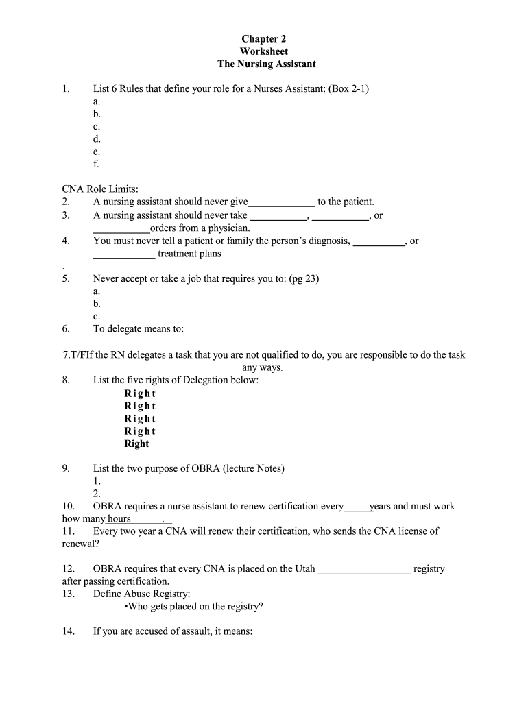 Free Cna Practice Test With Answers Pdf Fill Out Sign Online DocHub