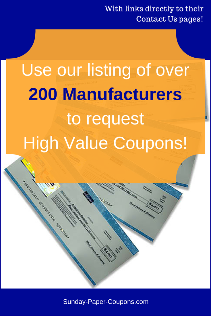 Free Coupons By Mail Free Manufacturer Coupons