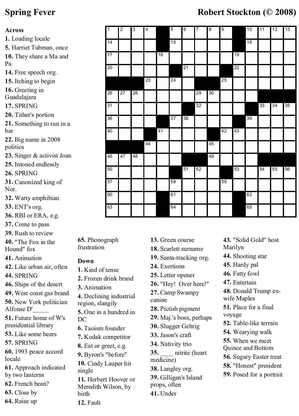 free printable spring crossword puzzles