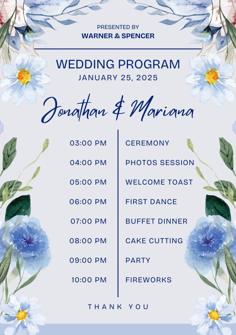 Free Custom Printable Wedding Program Templates Canva