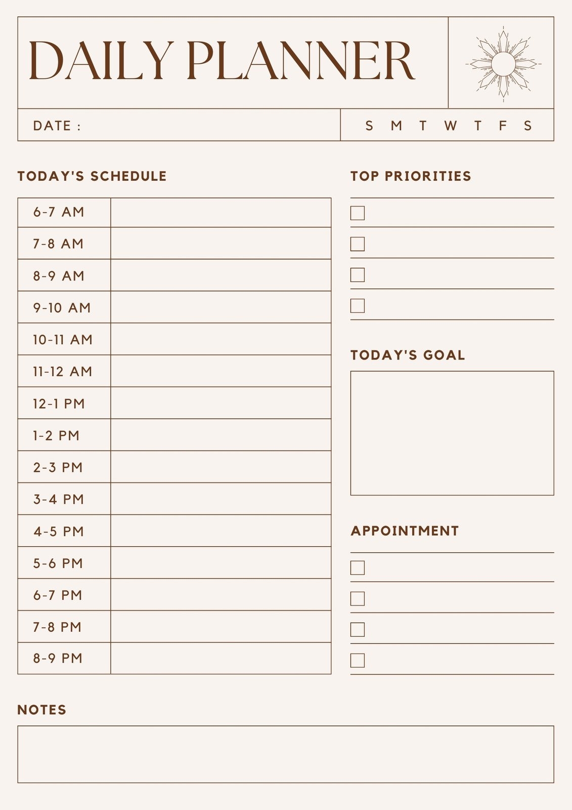 free printable day planner pages