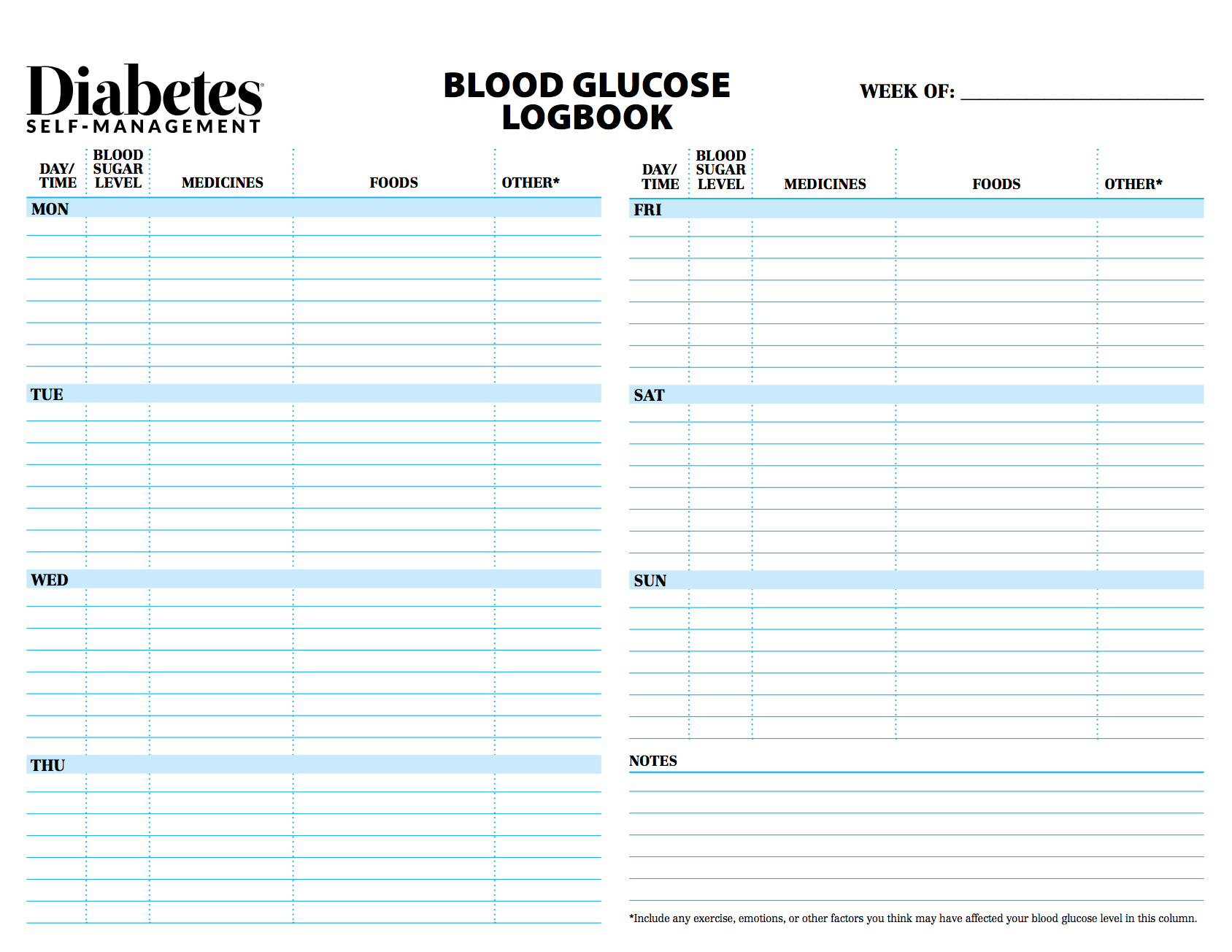 FREE Diabetes Logbook Diabetes Self Management
