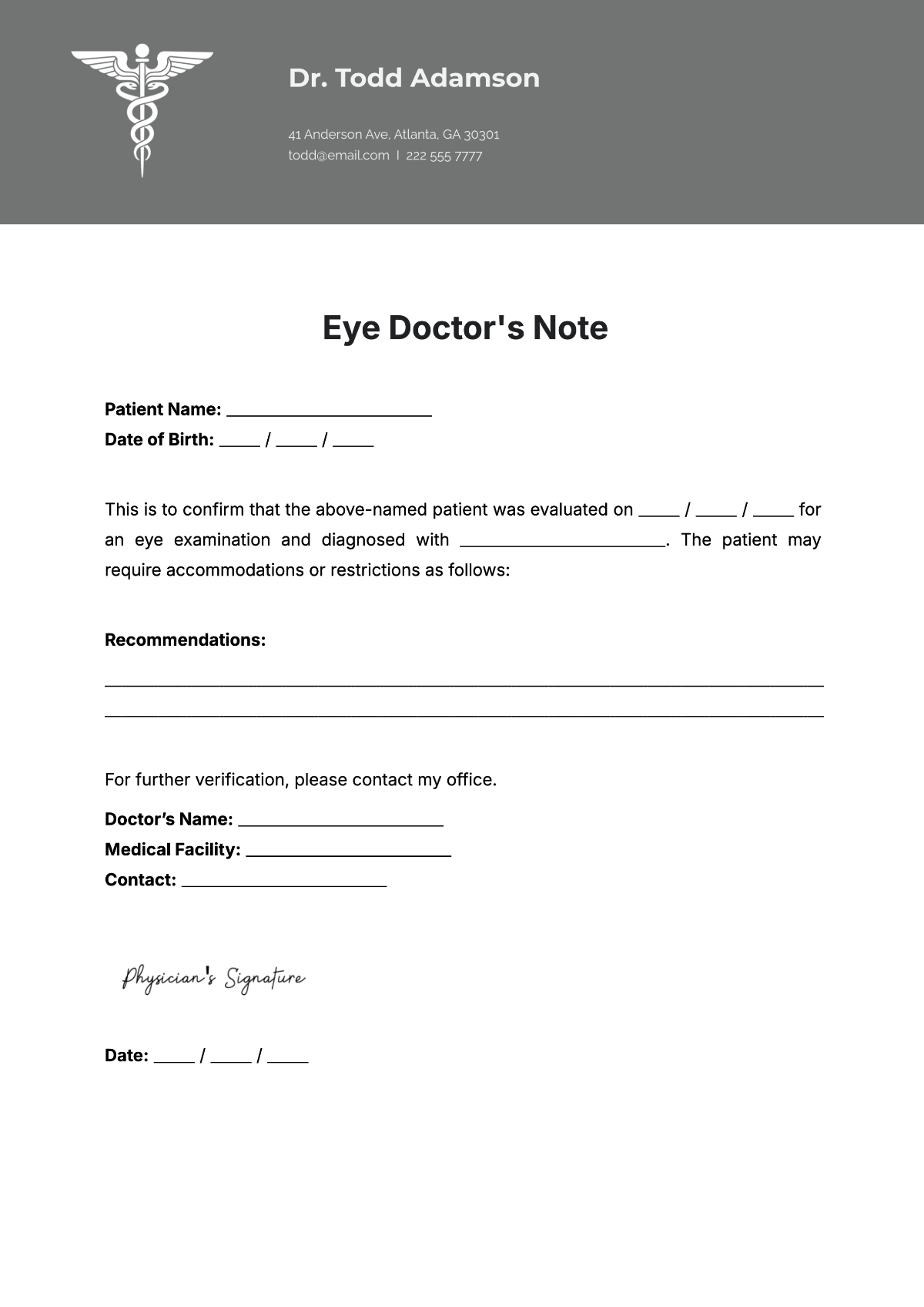 Free Doctor Note Templates To Edit Online