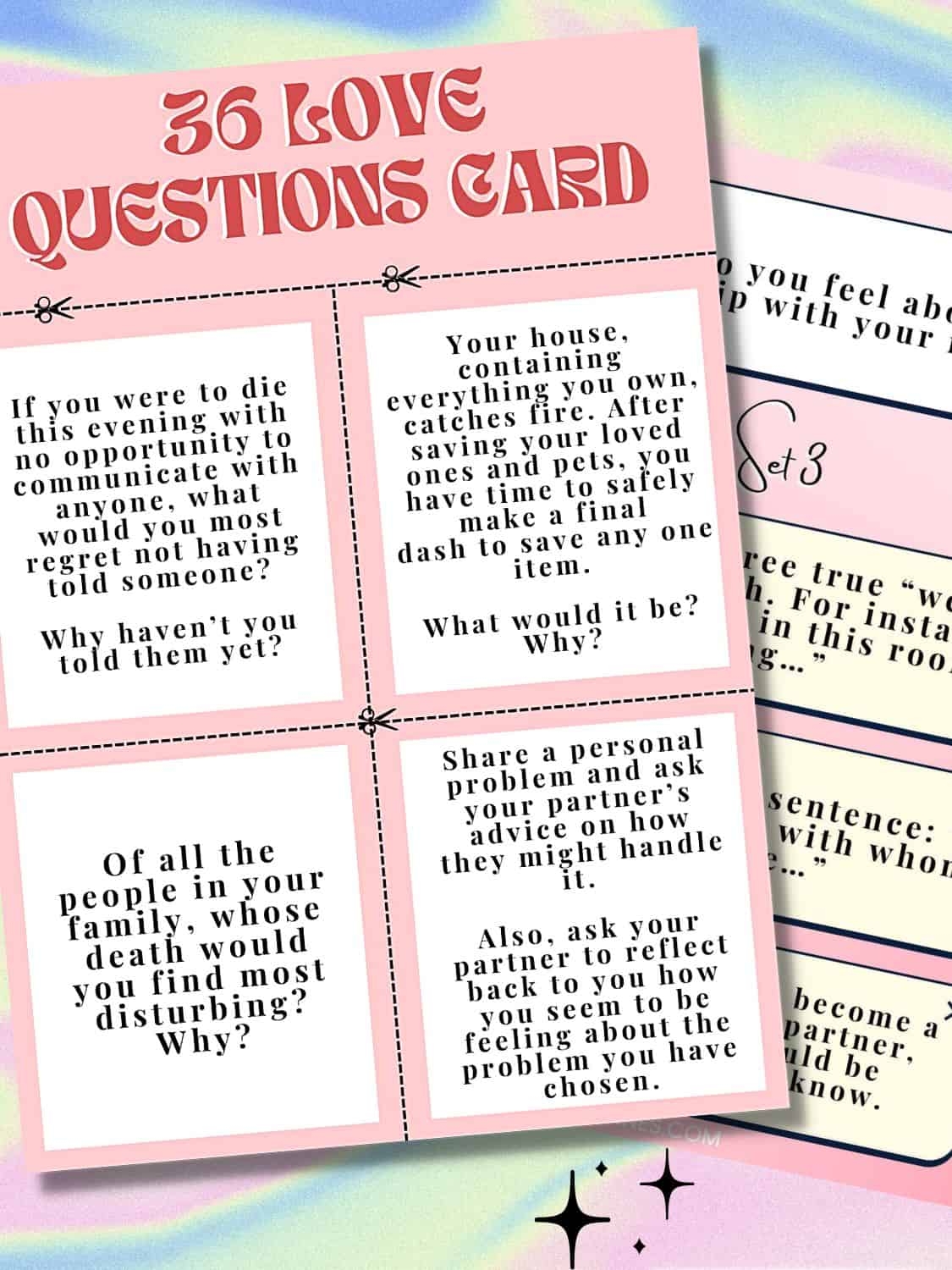 Free Download 36 Questions To Fall In Love Printable card Version Free Download 36 Questions To Fall In Love Printable card Version