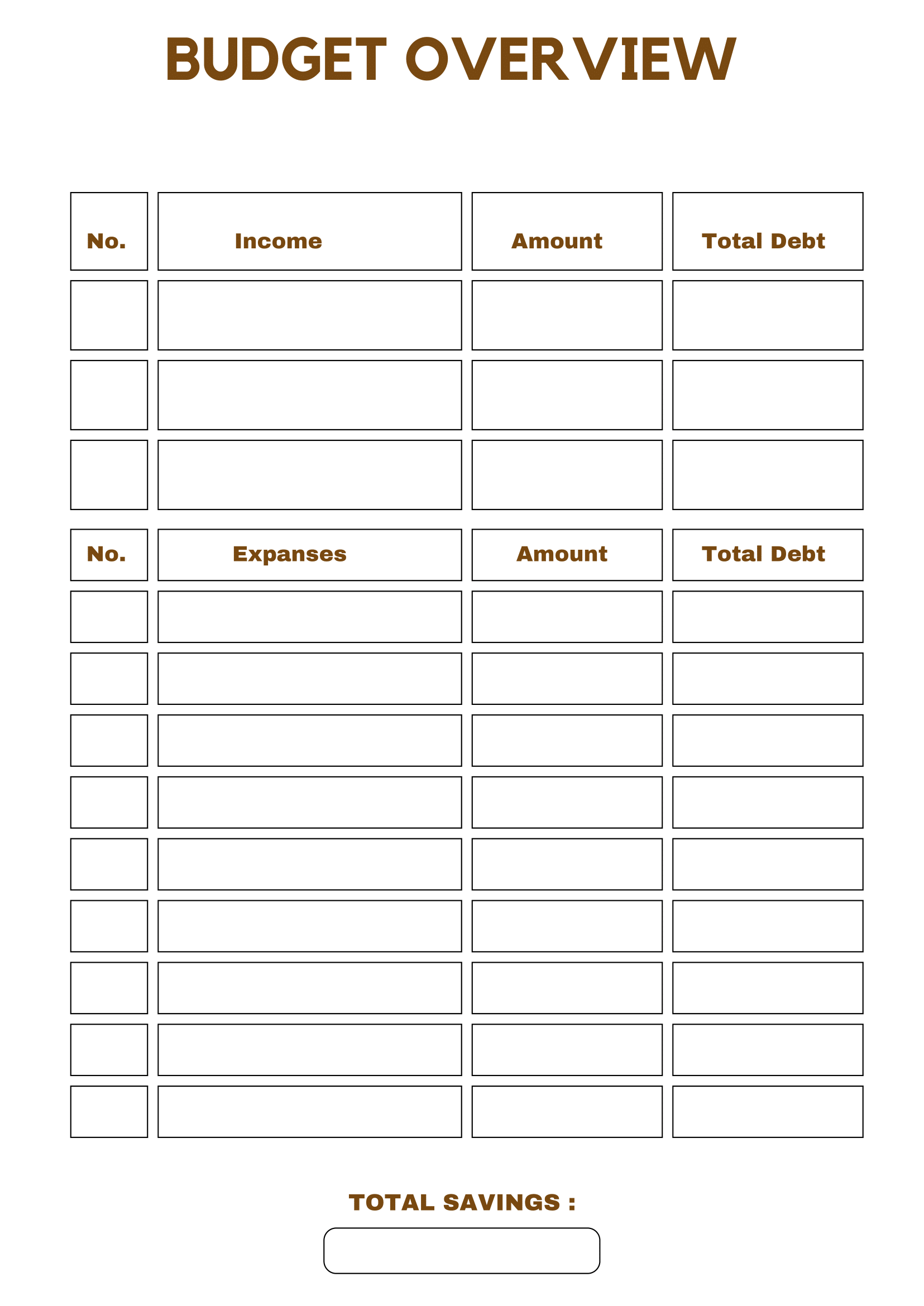 free printable budget templates