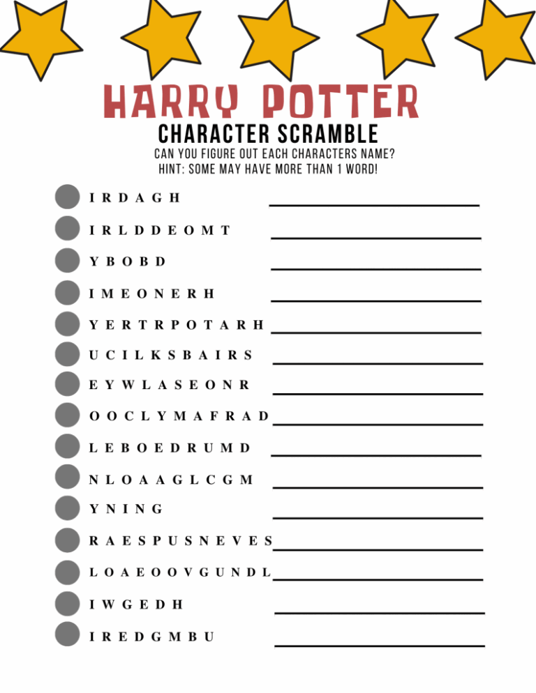Free Harry Potter Printable Games A Magical Addition To Family Game Night
