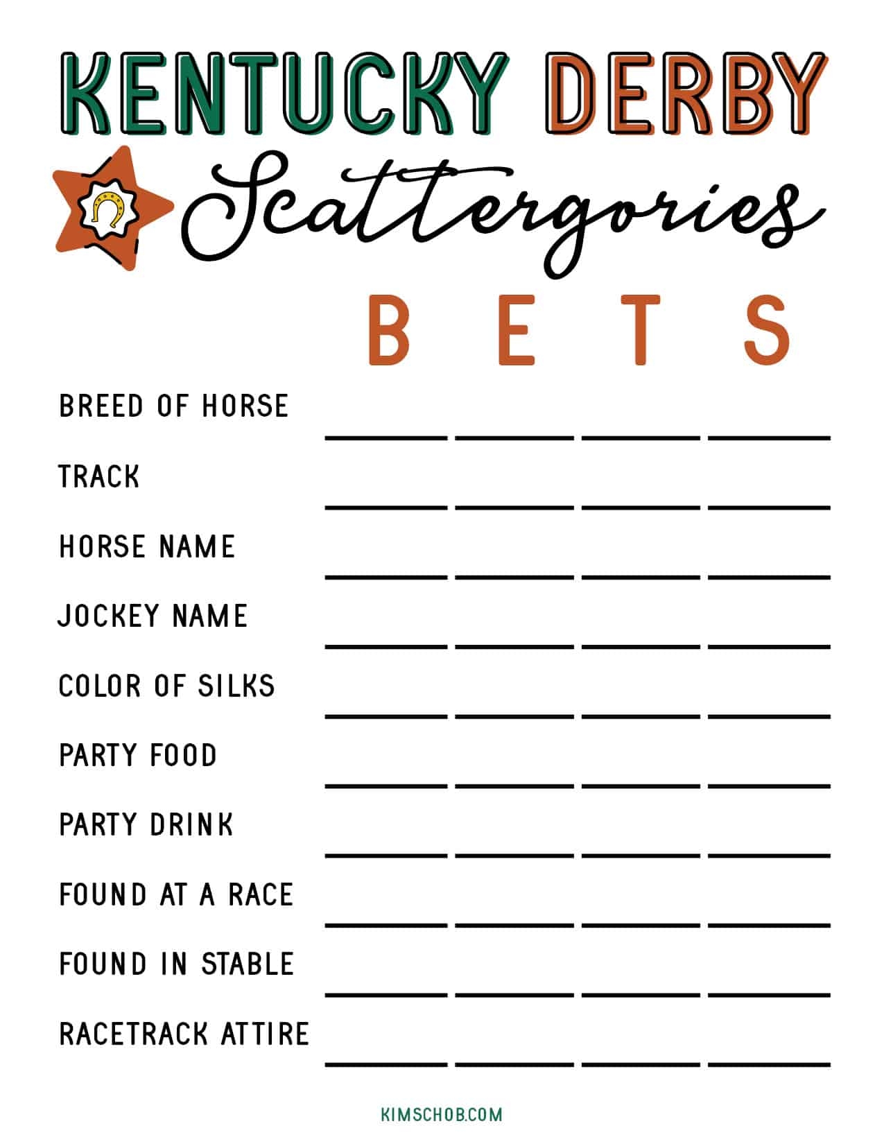 Free Kentucky Derby Printable Games Kim Schob