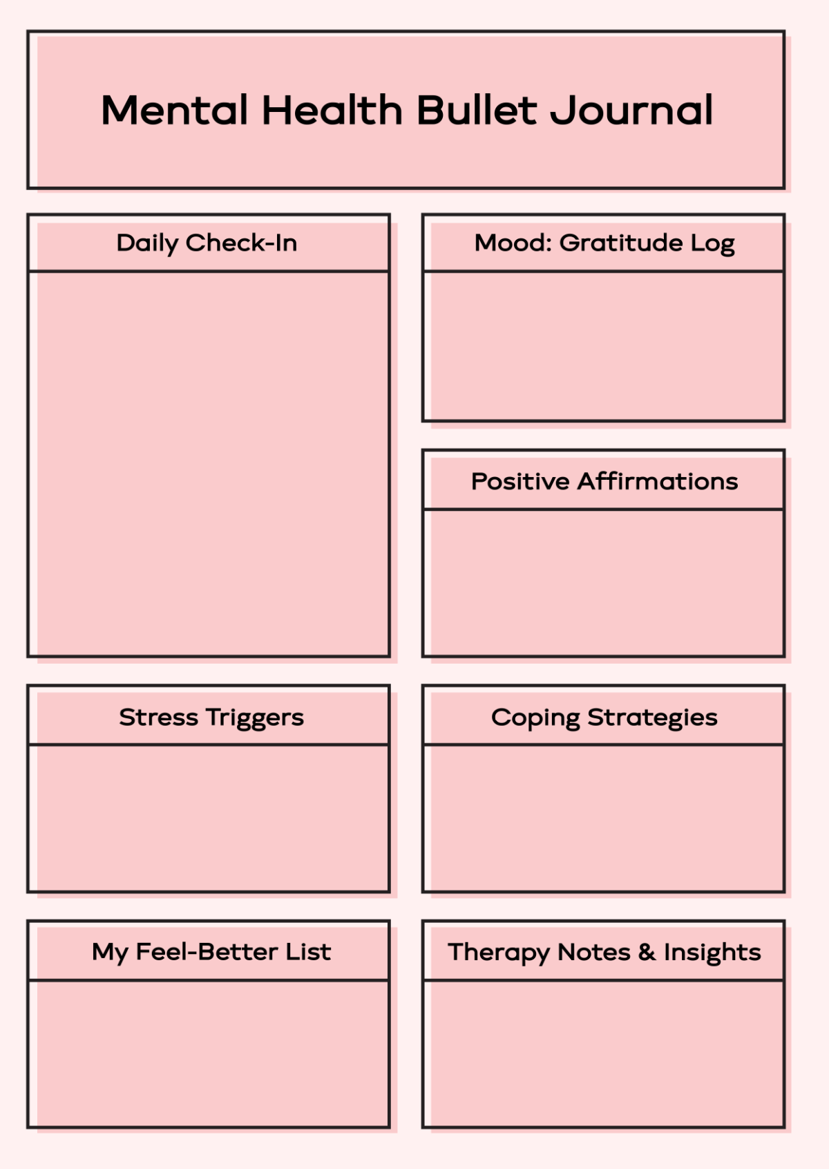 free mental health tracker printable