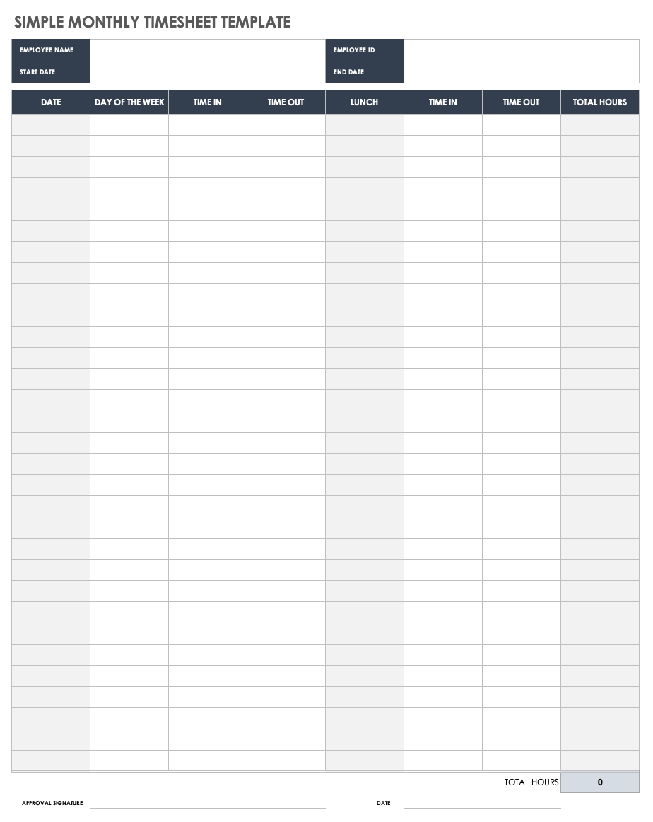 Free Monthly Timesheet Time Card Templates Smartsheet Free Monthly Timesheet Time Card Templates Smartsheet