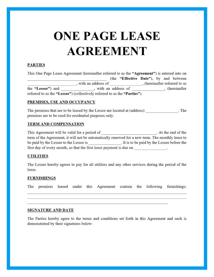 free printable lease agreement