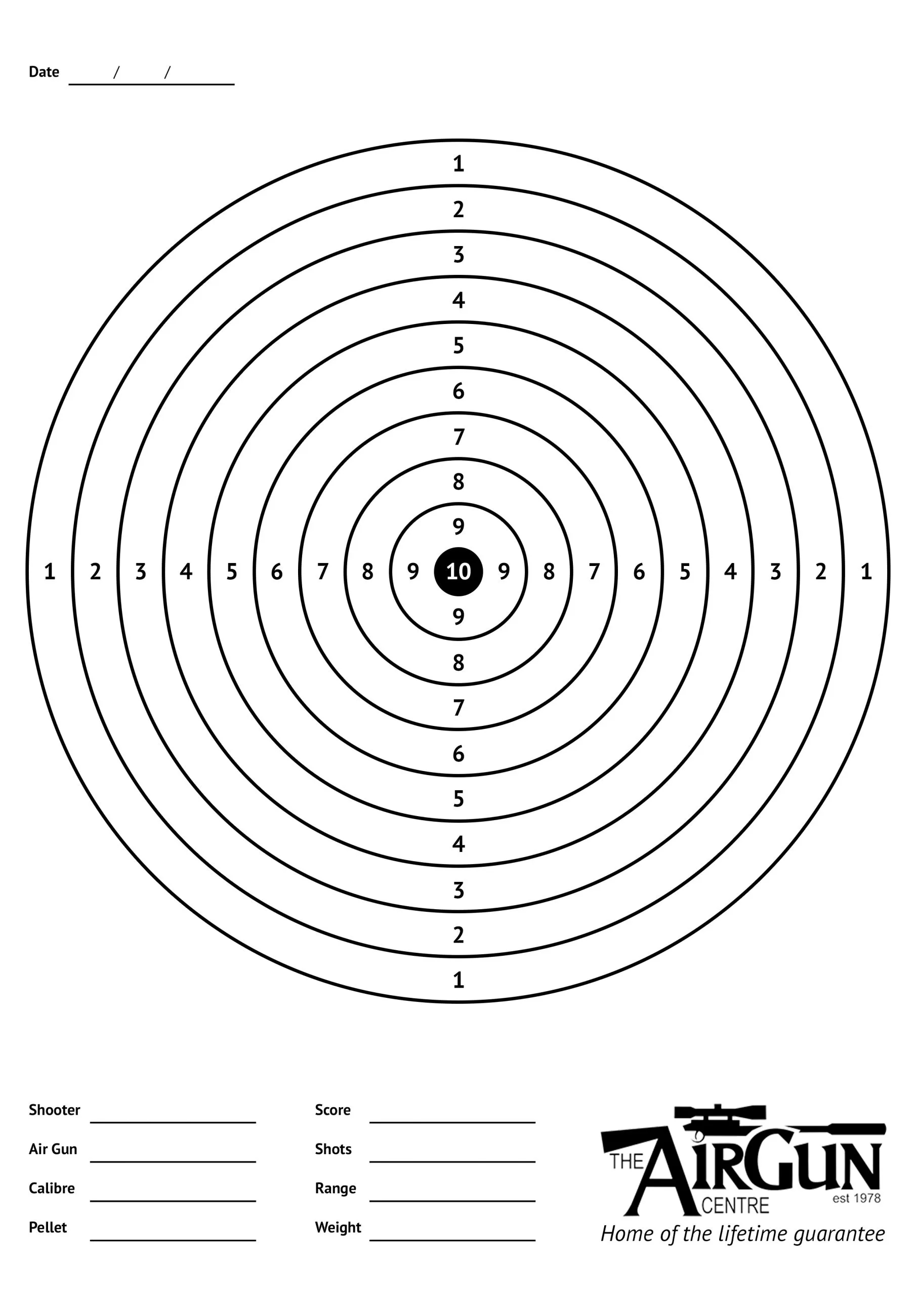 Free Printable Air Rifle Targets A4 17cm 14cm The Airgun Centre
