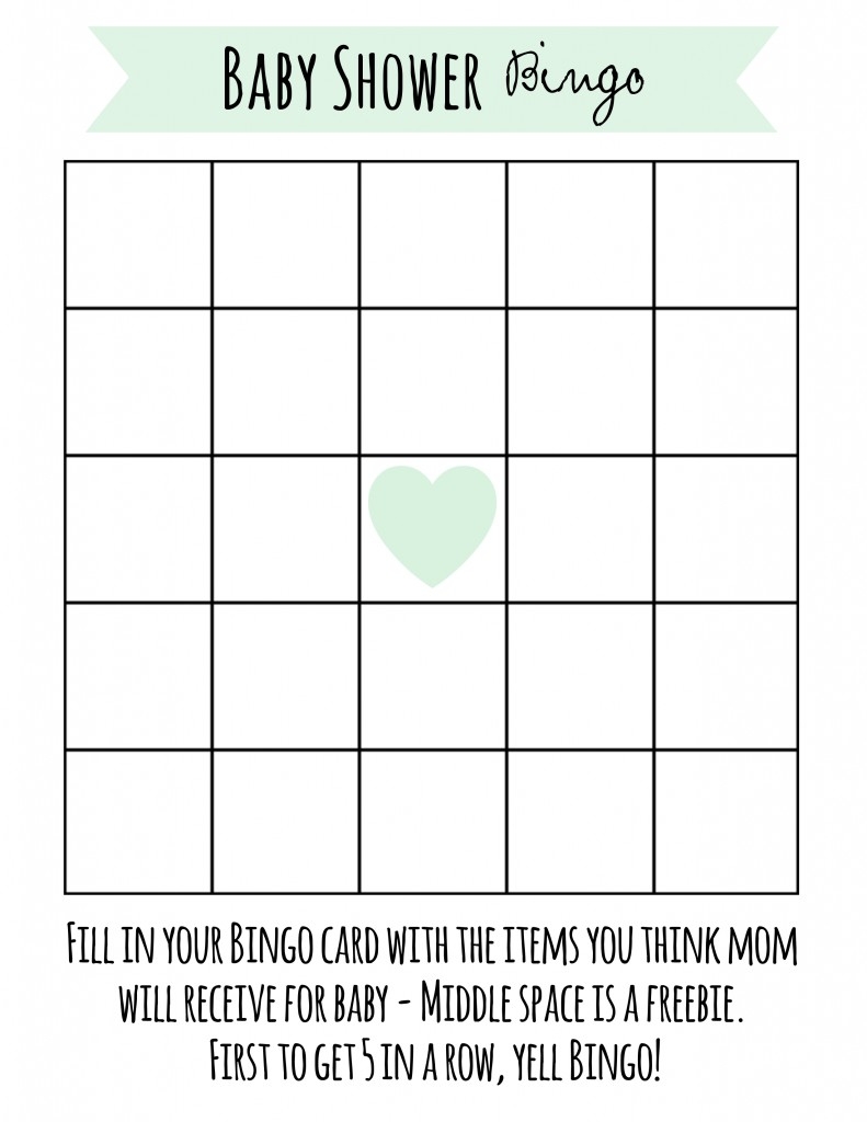 Free Printable Baby Shower Bingo