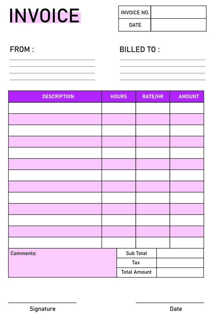 Free Printable Blank Invoice Template PDF