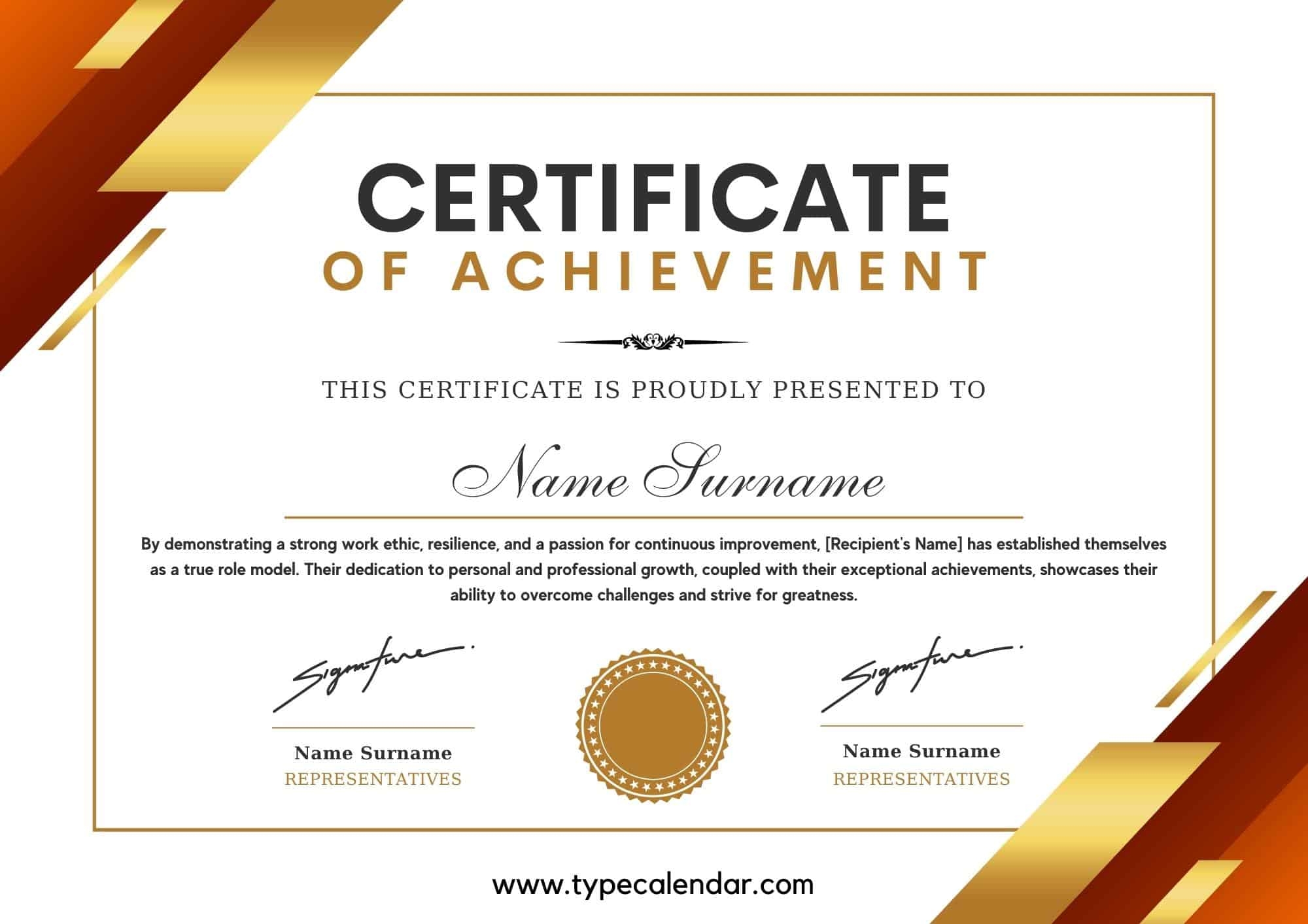 free printable certificate of achievement