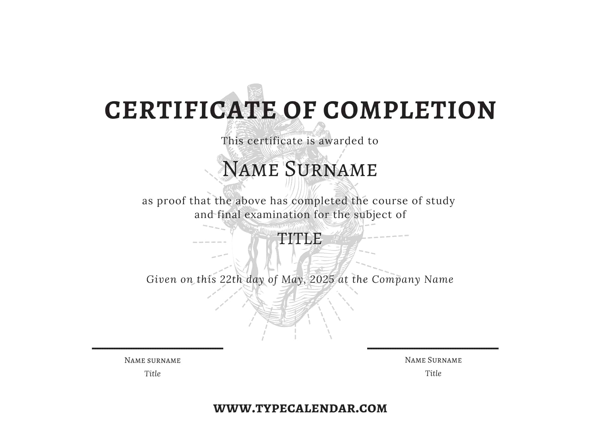 Free Printable Certificate Of Completion Templates Word PDF 